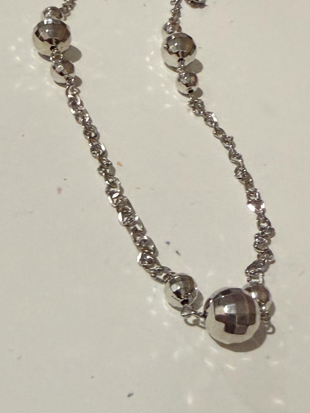 Polished Silver Bead Statement Necklace